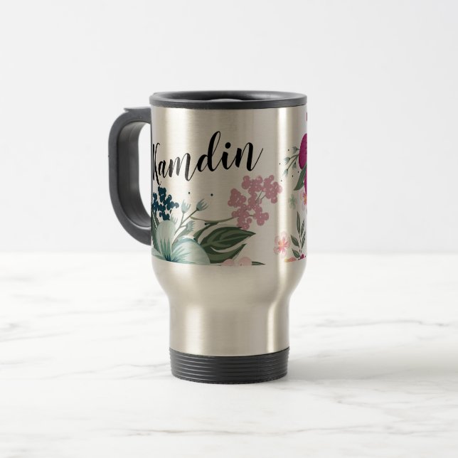 Personalised 15 ounce coffee mug Tropical Flowers (Front Left)