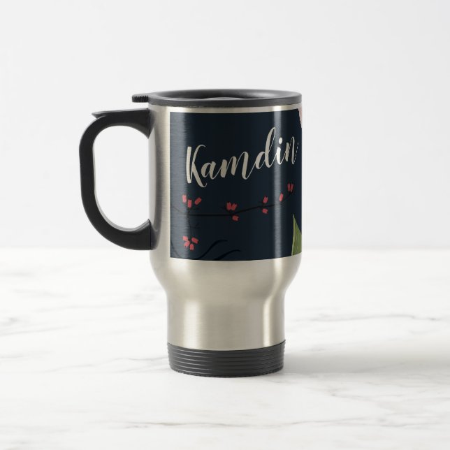 Personalised 15 ounce coffee mug White Floral Flow (Left)