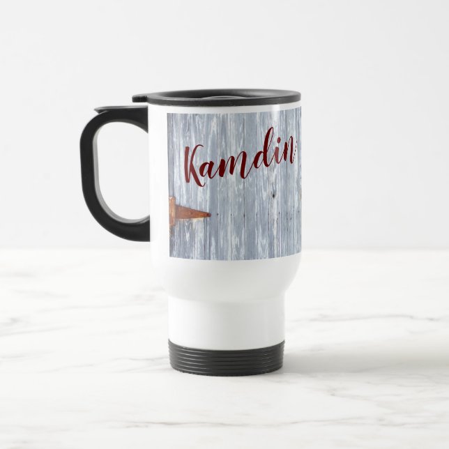 Personalised 15 ounce coffee mug White Wash Wood B (Left)