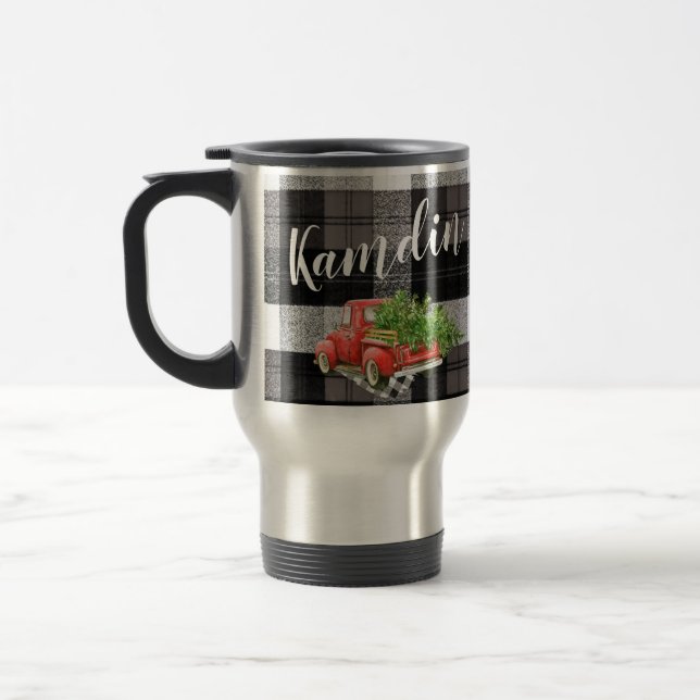 Personalised 15 ounce coffee mug XMAS Truck Buffal (Left)