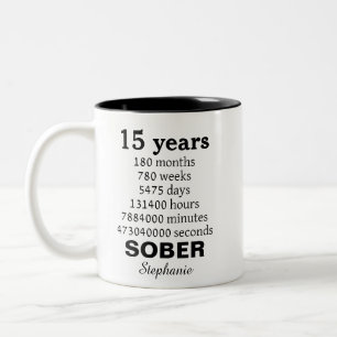 Personalised 15 Years Sober Recovery Celebration Two-Tone Coffee Mug
