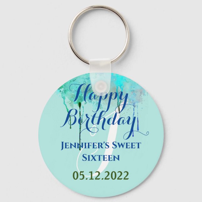 Personalised 16 Birthday Sweet Sixteen party favou Key Ring (Front)