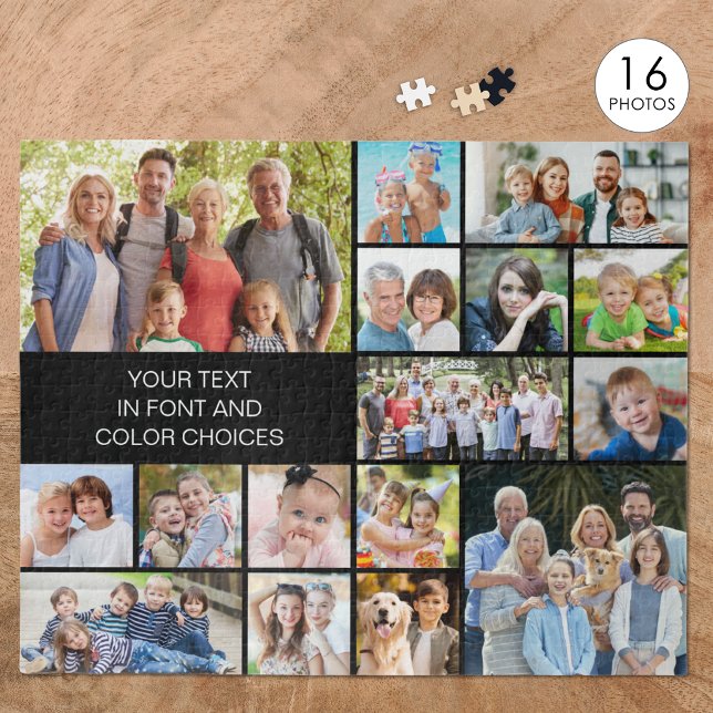 Personalised 16 Photo Collage Custom Colour Jigsaw Puzzle (Creator Uploaded)