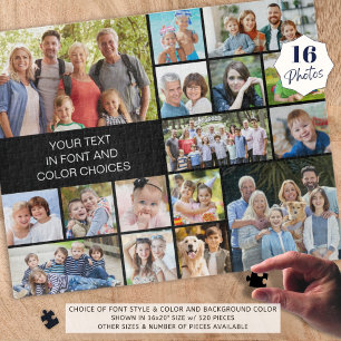 Personalised 16 Photo Collage Custom Colour Jigsaw Puzzle