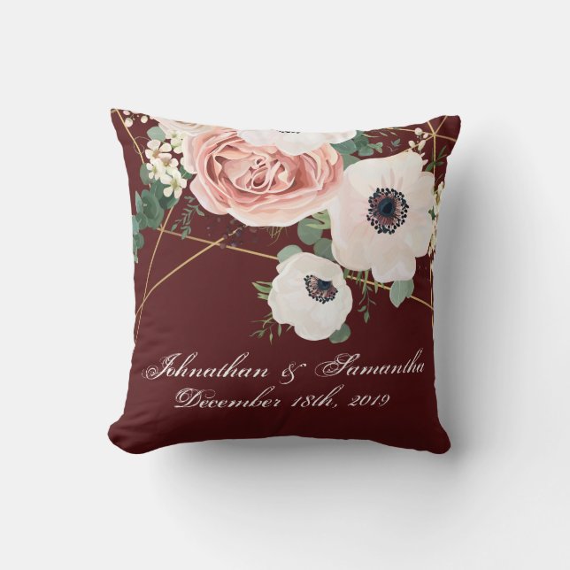 Personalised 16"x16" Throw Pillow Geometric Wine (Front)