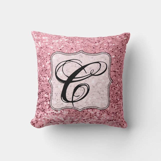 Personalised 16"x16" Throw Pillow Rose Gold Glitte (Front)