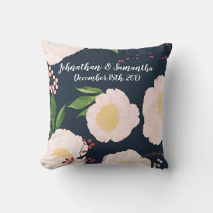 Personalised 16"x16" Throw Pillow White Floral Flo