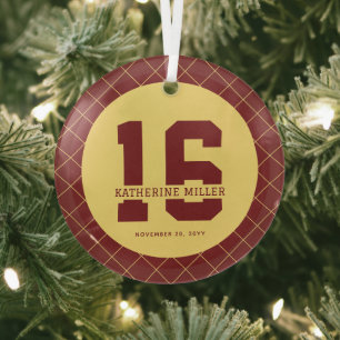 Personalised 16th Birthday Modern and Elegant Glass Tree Decoration