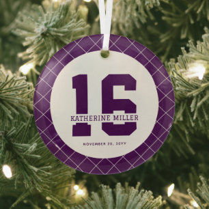 Personalised 16th Birthday Modern and Elegant   Glass Tree Decoration