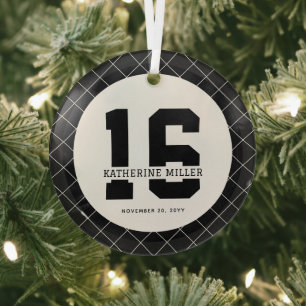 Personalised 16th Birthday Modern and Elegant   Glass Tree Decoration