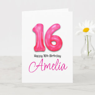 Personalised 16th Birthday Number Balloon Card