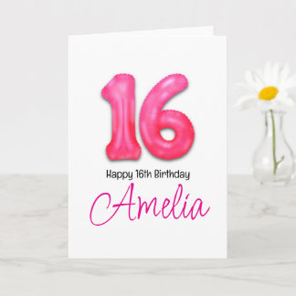 Personalised 16th Birthday Number Balloon Card