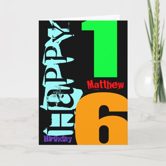 Personalised 16th Birthday POP Greeting Card (Front)