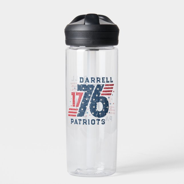 Personalised 1776, Independence Day, 4th of July Water Bottle (Front)