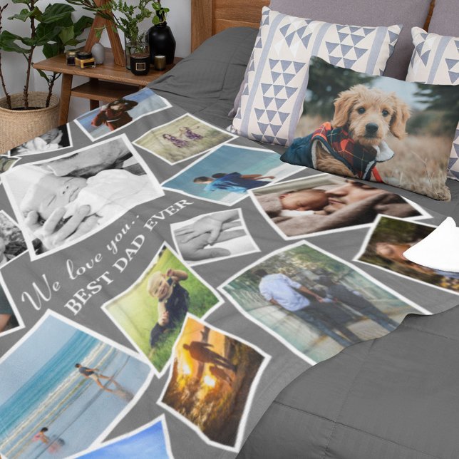 Personalised 17 Dad Photo Collage | Father's Day F Fleece Blanket (Creator Uploaded)