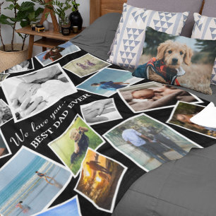 Personalised 17 Dad Photo Collage   Father's Day Fleece Blanket