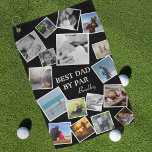 Personalised 17 Dad Photo Collage | Father's Day Golf Towel<br><div class="desc">A golf towel that is personalised with 17 photographs of your choice and the cute saying 'BEST DAD BY PAR' and their name. The other golfers will be super jelous of this unique gift and dad will be blown away!</div>