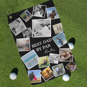 Personalised 17 Dad Photo Collage   Father's Day Golf Towel