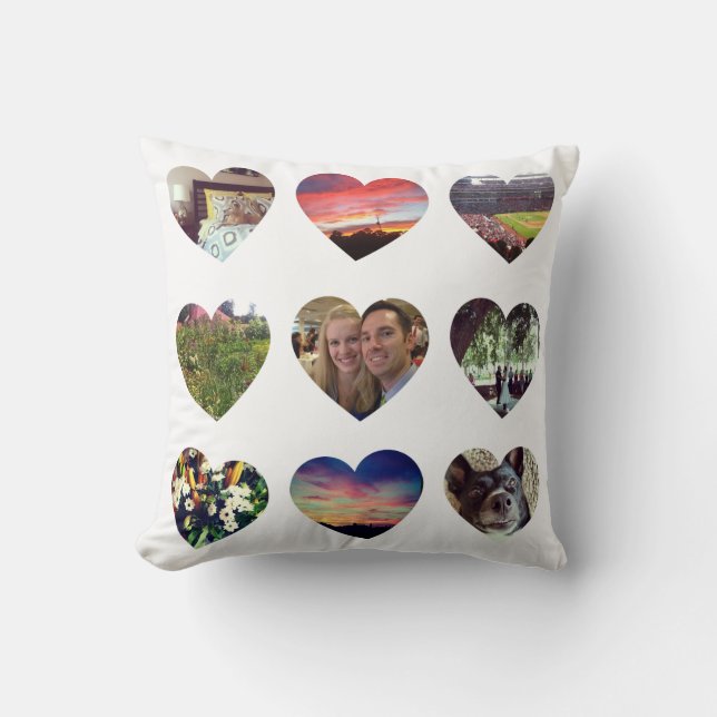 Personalised 18 Heart Shaped Photos Pillow (Front)