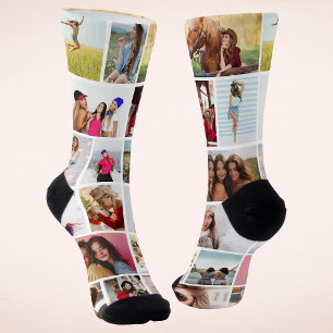Personalised 18 Photo Collage Custom Gift Socks