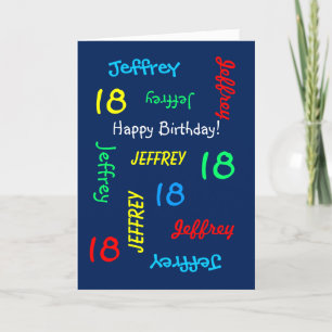Personalised 18th Birthday Card Any Name Blue Teen