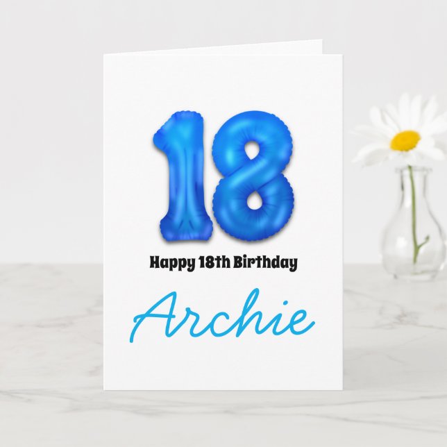 Personalised 18th Birthday Number Balloon Card (Small Plant)