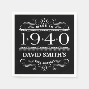Personalised 1940 80th Birthday Napkin
