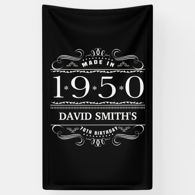 Personalised 1950 70th Birthday Banner (Vertical)