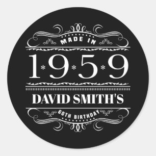 Personalised 1959 Birthday For Men Classic Round Sticker
