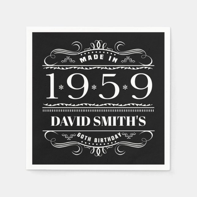 Personalised 1959 Birthday For Men Napkin (Front)