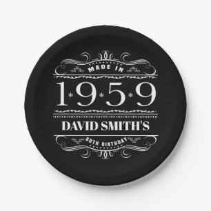 Personalised 1959 Birthday For Men Paper Plate