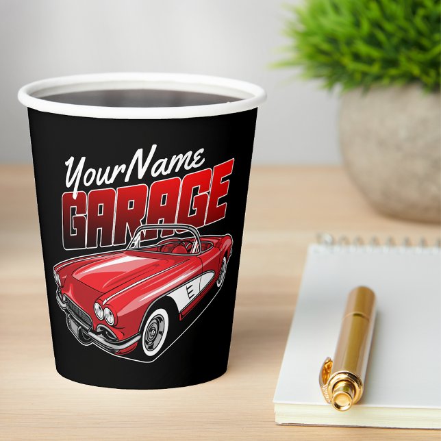 Personalised 1961 C1 Red Classic Sports Car Garage Paper Cups (Creator Uploaded)