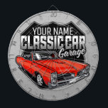 Personalised 1966 Convertible Classic Car Garage Dartboard<br><div class="desc">Personalised 1966 Red Classic Muscle Car Garage Design - Featuring a Bright Red Hot Convertible Goat - Customise with your Name and Custom Text!</div>