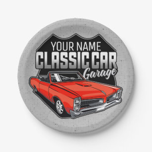 Personalised 1966 Convertible Classic Car Garage Paper Plate