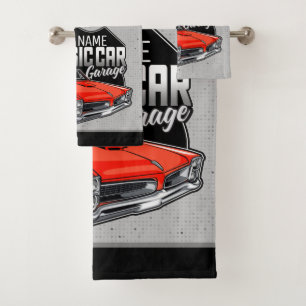 Personalised 1966 Red Goat Classic Car Garage Bath Towel Set