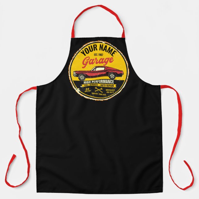 Personalised 1967 Fastback Red Classic Car Garage  Apron (Front)