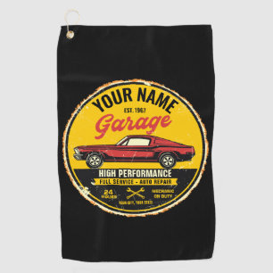 Personalised 1967 Fastback Red Classic Car Garage  Golf Towel