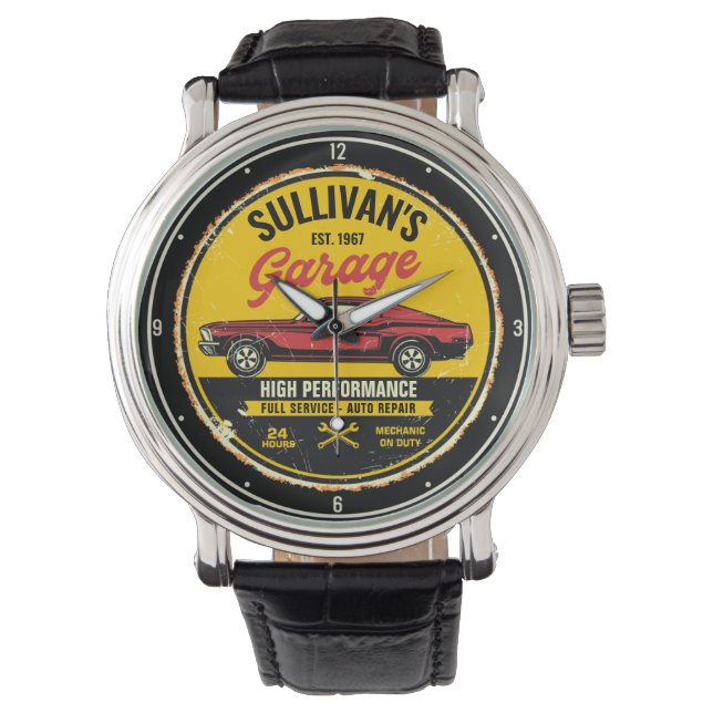 Personalised 1967 Fastback Red Classic Car Garage  Watch (Front)