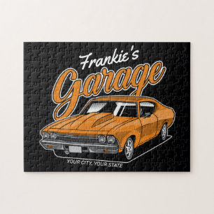 Personalised 1968 396 Classic Muscle Car Garage Jigsaw Puzzle