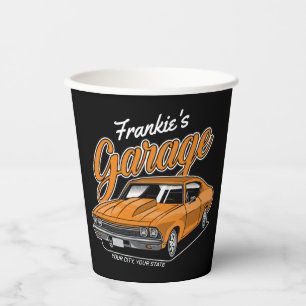 Personalised 1968 396 Classic Muscle Car Garage Paper Cups
