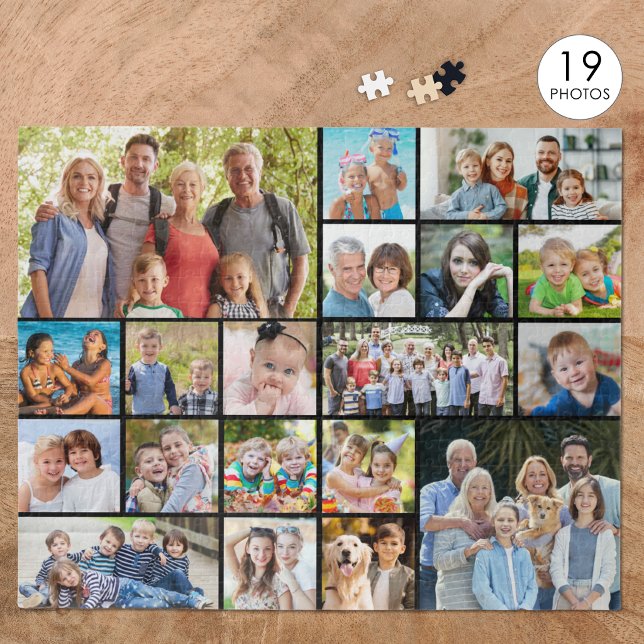 Personalised 19 Photo Collage Custom Colour Jigsaw Puzzle (Creator Uploaded)