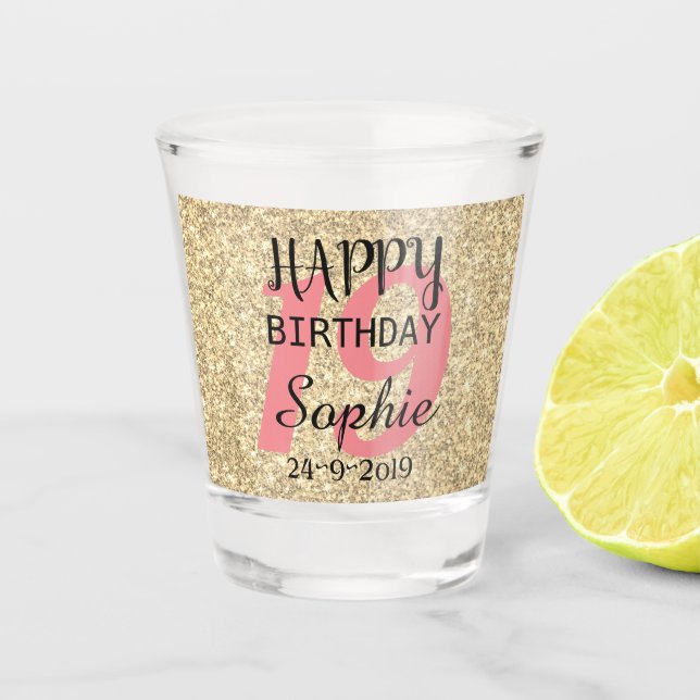 Personalised 19th Birthday Shot Glass Design (Front)