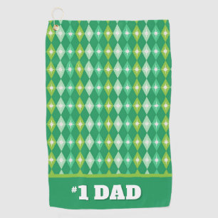 Personalised #1 Dad Green Christmas Golf Balls Golf Towel