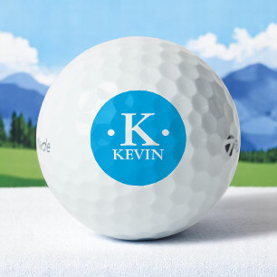Personalised 1-letter Monogram sky-blue Golf Balls
