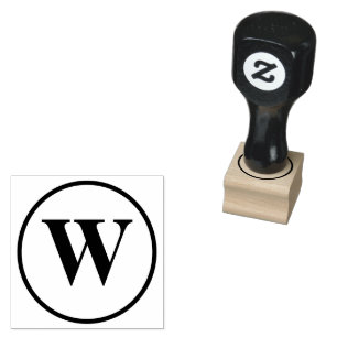 Personalised 1" x 1" size Monogram Style Wood Art Rubber Stamp