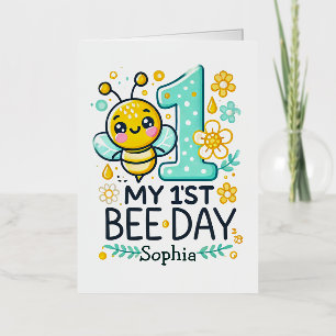 Personalised 1st Bee Day Foil Greeting Card