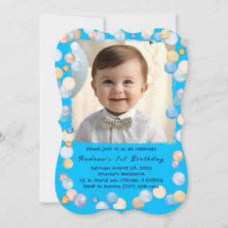 Personalised 1st Birthday Boy Photo Invitation