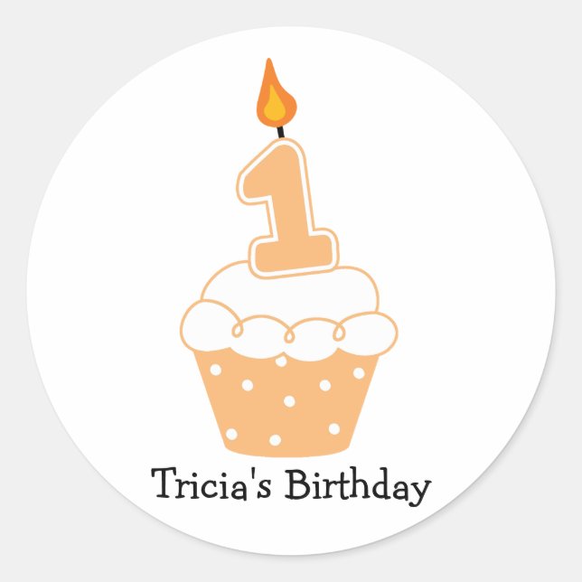 Personalised 1st Birthday Cupcake Stickers (Front)