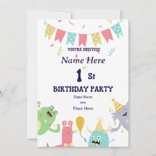 Personalised 1st Birthday Invitation – Boy or Girl