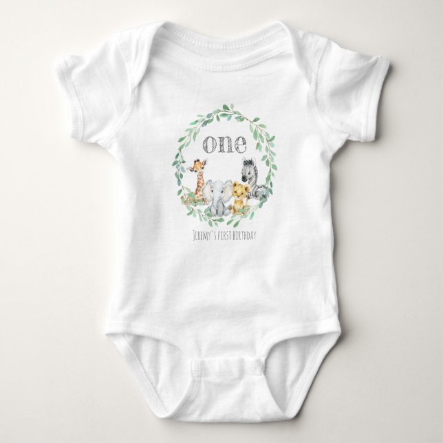 Personalised 1st Birthday One Piece Baby Bodysuit (Front)